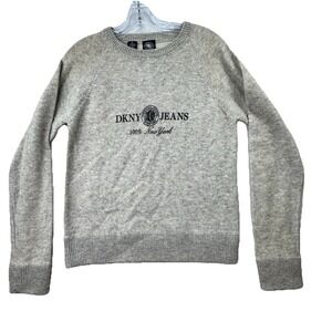Vintage DKNY Jeans NY Lambswool Pullover Sweater‎ Medium Spell Out Y2K Logo